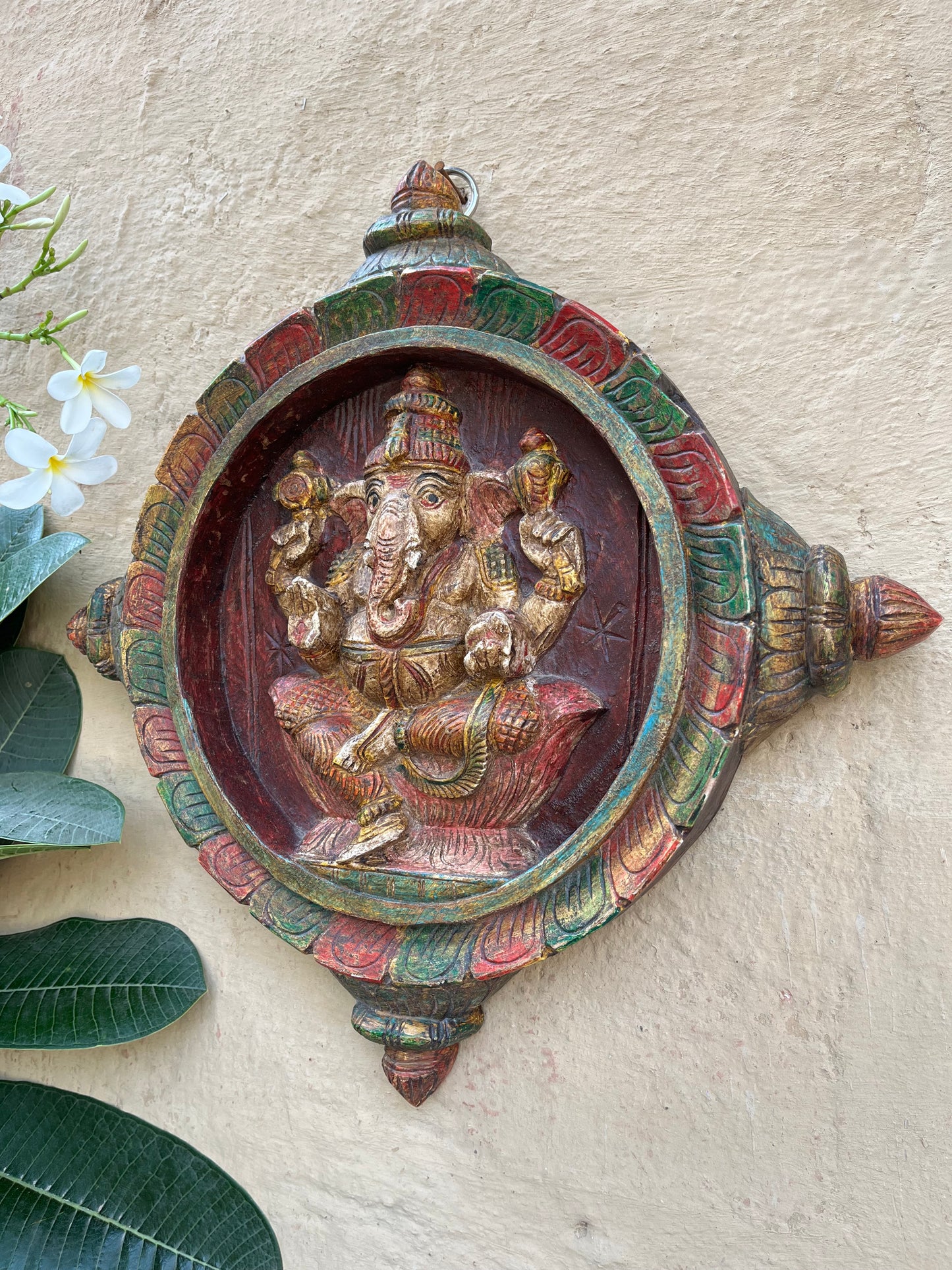 Hand Painted Ganesha Wall Panel