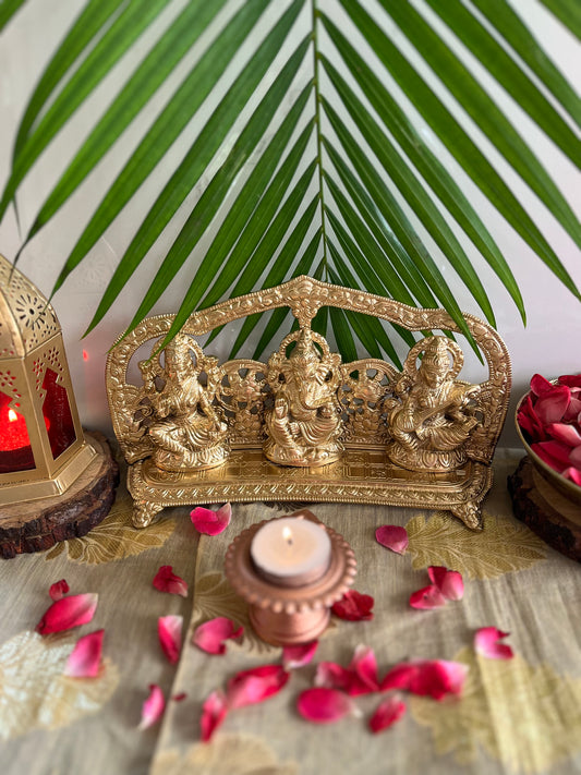 Metal Ganesh Laxmi & Saraswati