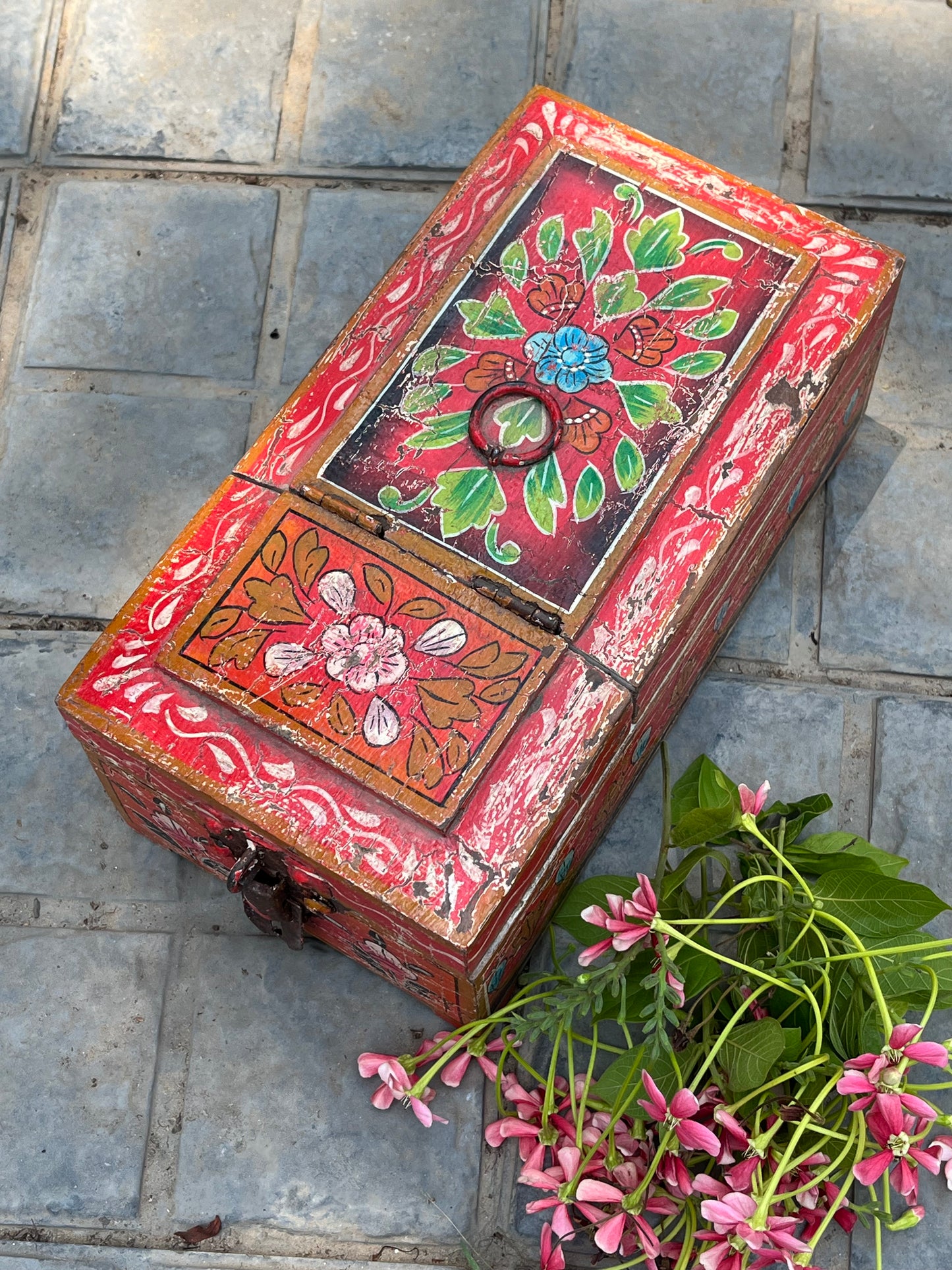 Hand Painted Barber Mirror Box