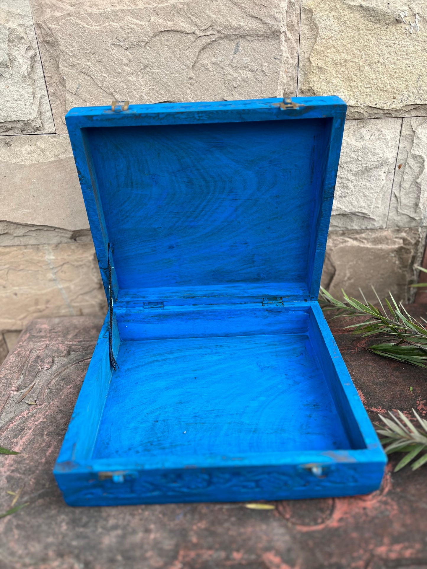 Wooden Blue Square Box