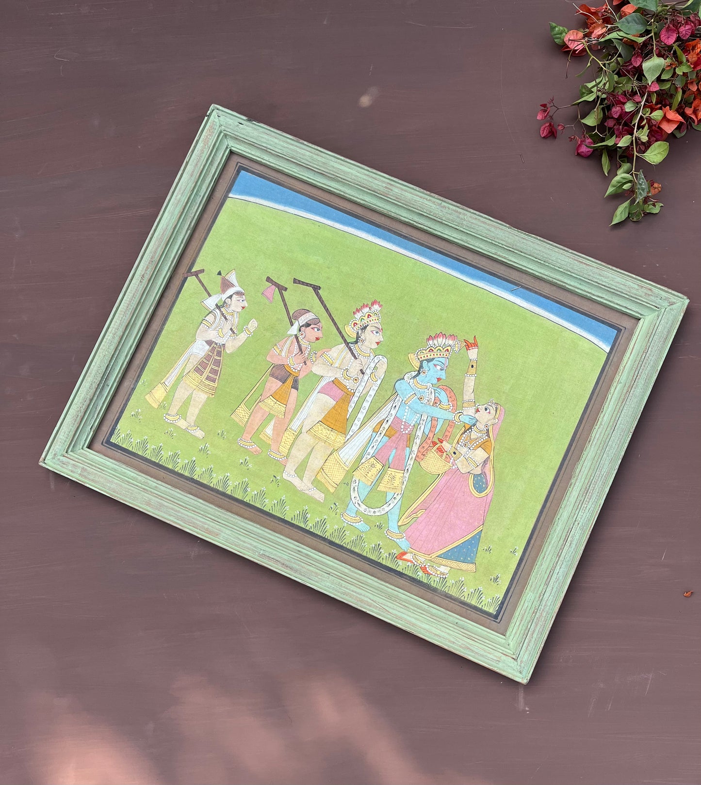 Wood Radha krishna painting