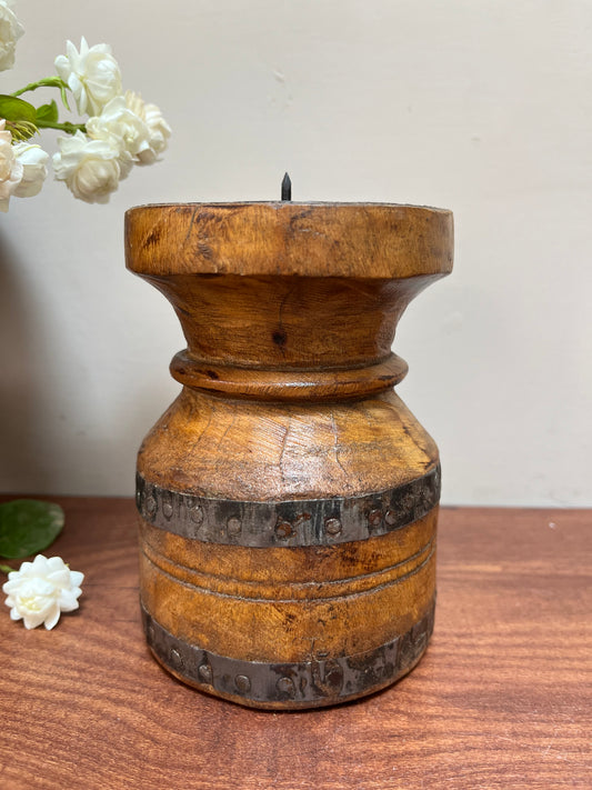 Wood Pot  Candle Stand