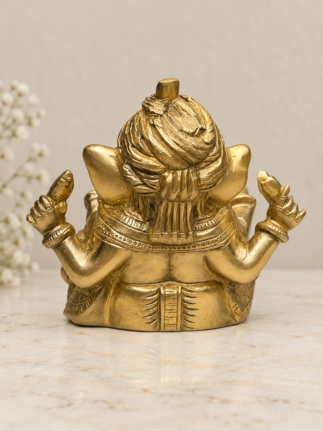 Divine Brass Pagdi Ganesha ￼