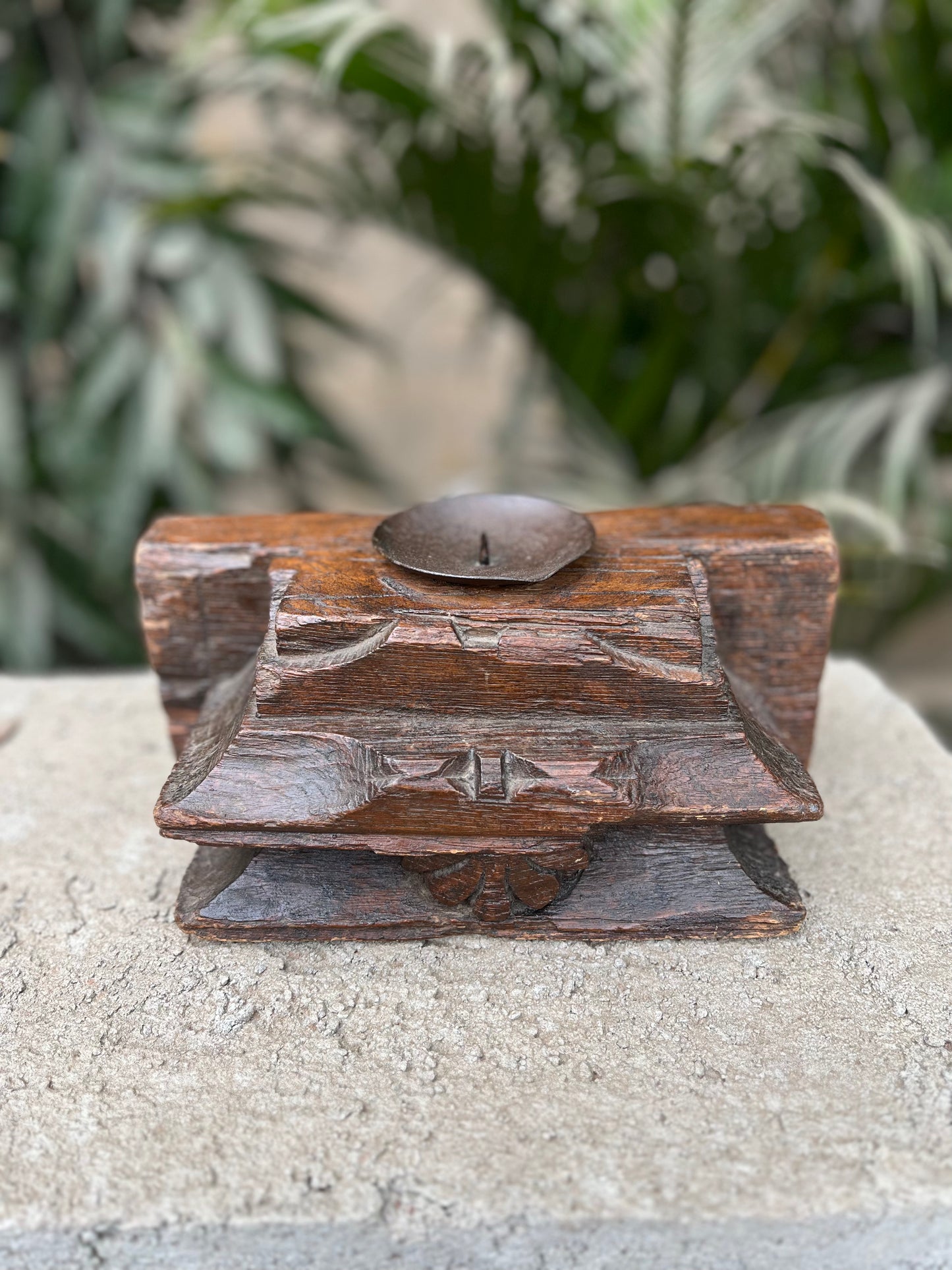 Old wood Candle Holder