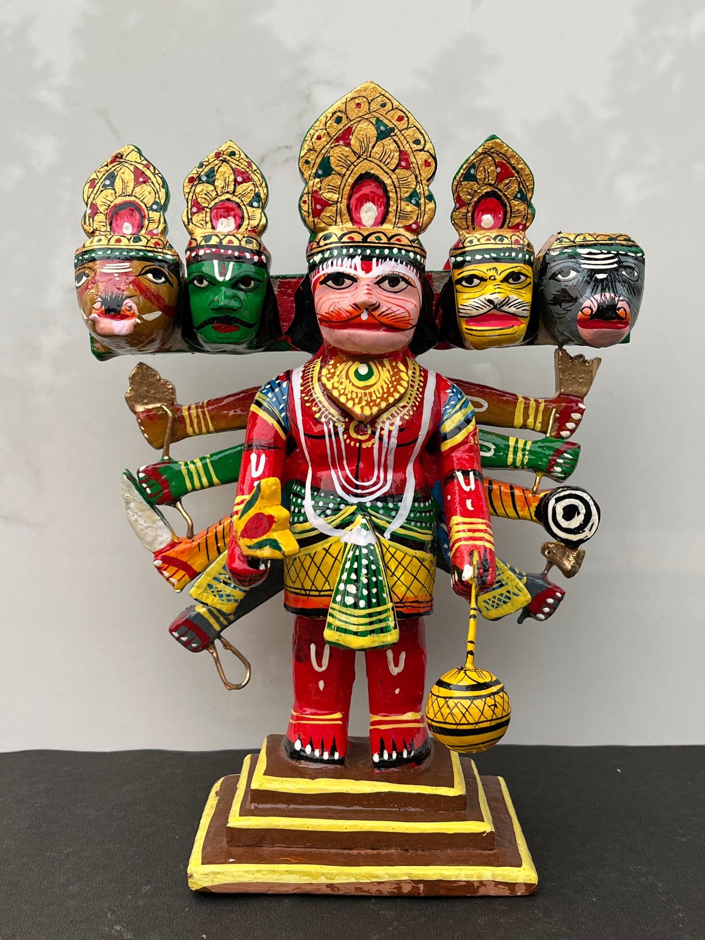 Wooden Colour Lord Panchmukhi Hanuman