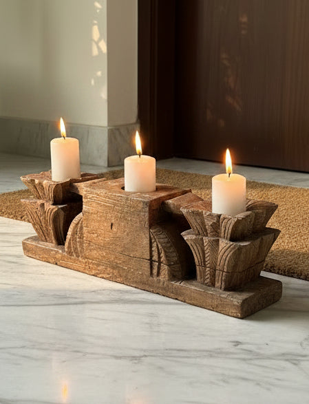 Old Decor Carved Bracket Candle Stand