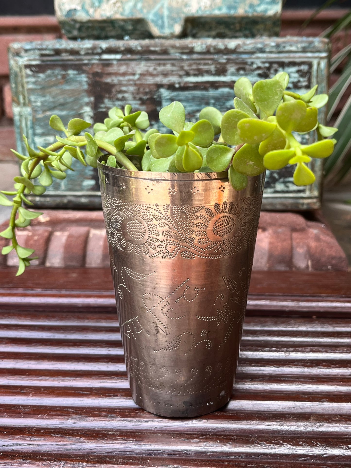 Brass old Glass Planter