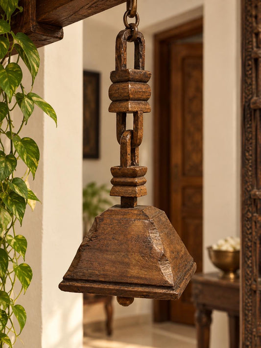 Vintage Wood Carved Bell ￼