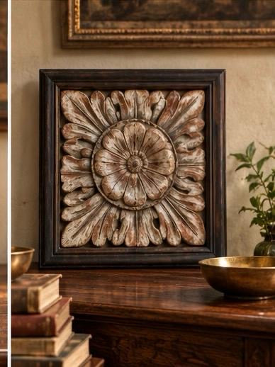 Hand Carved Flower Frame