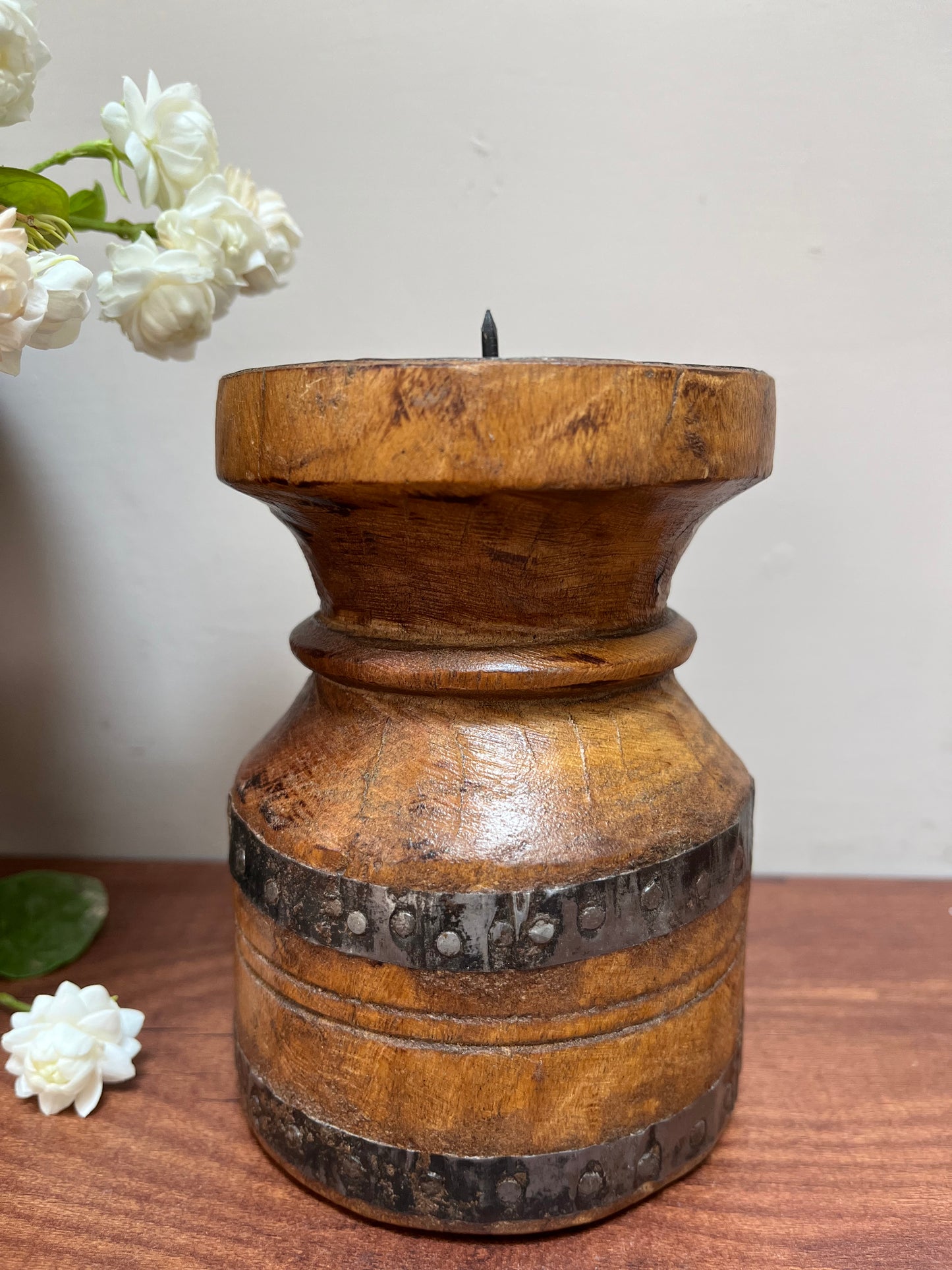 Wood Pot  Candle Stand