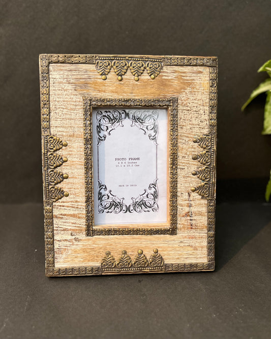 Wooden Photo Frame Brass Work