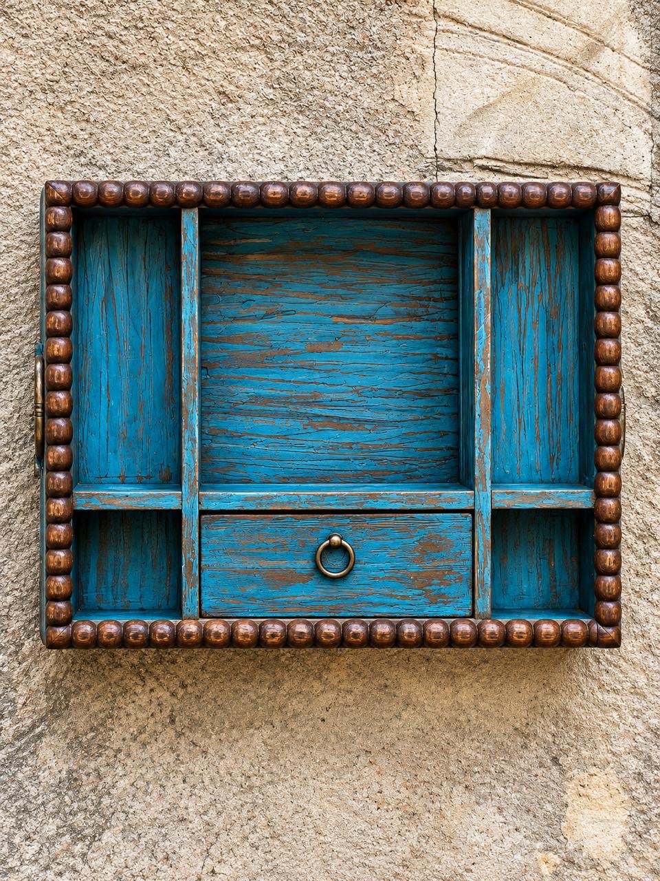 Wooden Blue Wall shelf