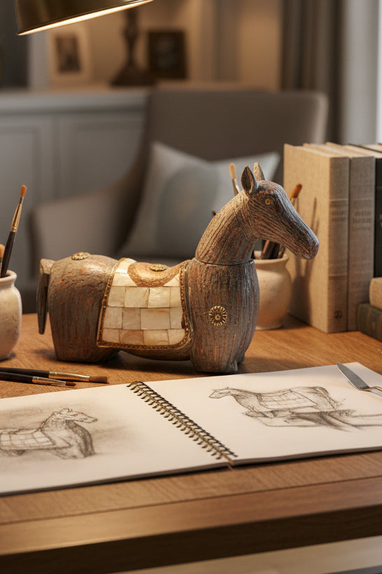 Wood Sitting Horse