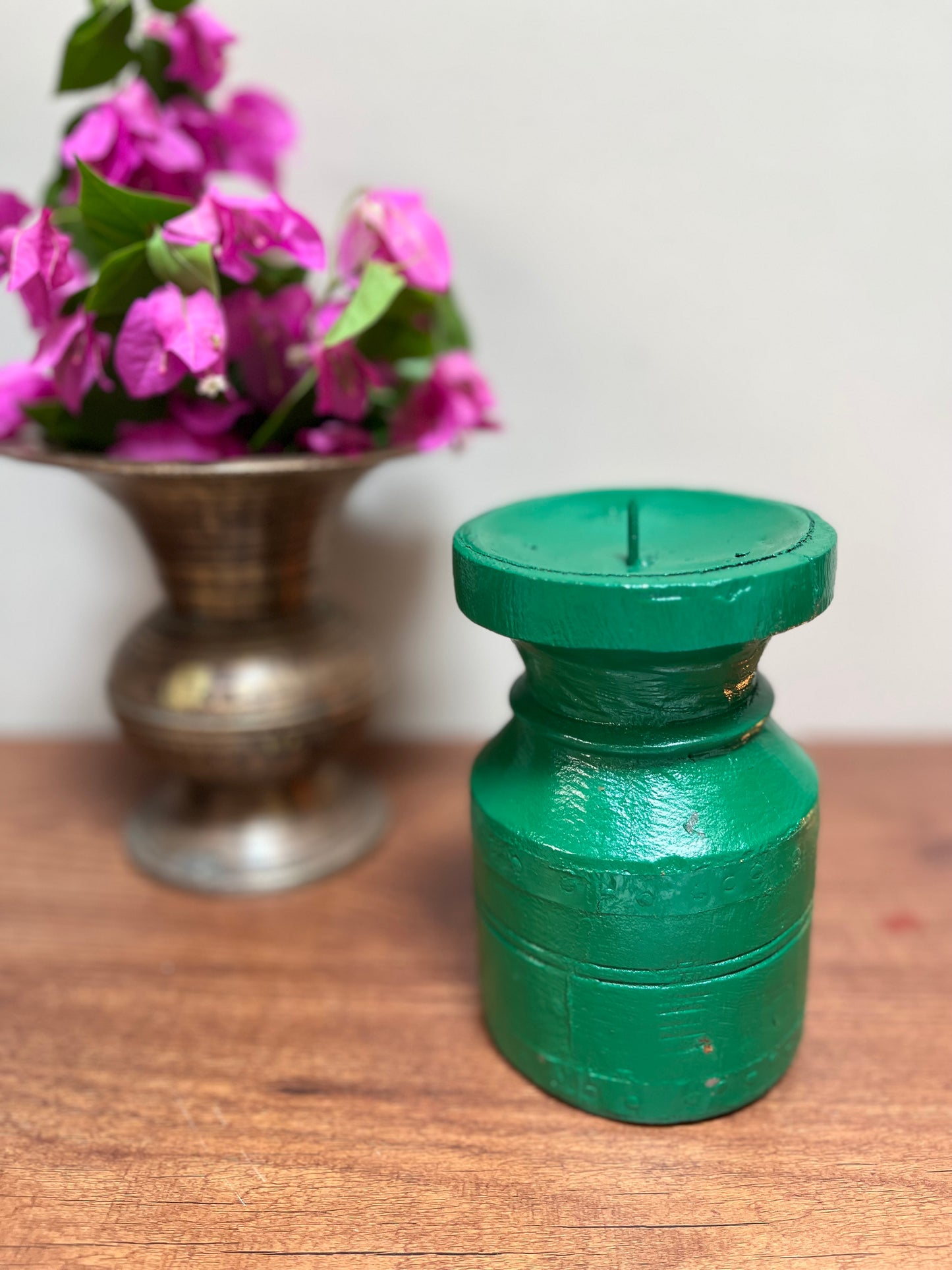 Wooden Green Candle holder