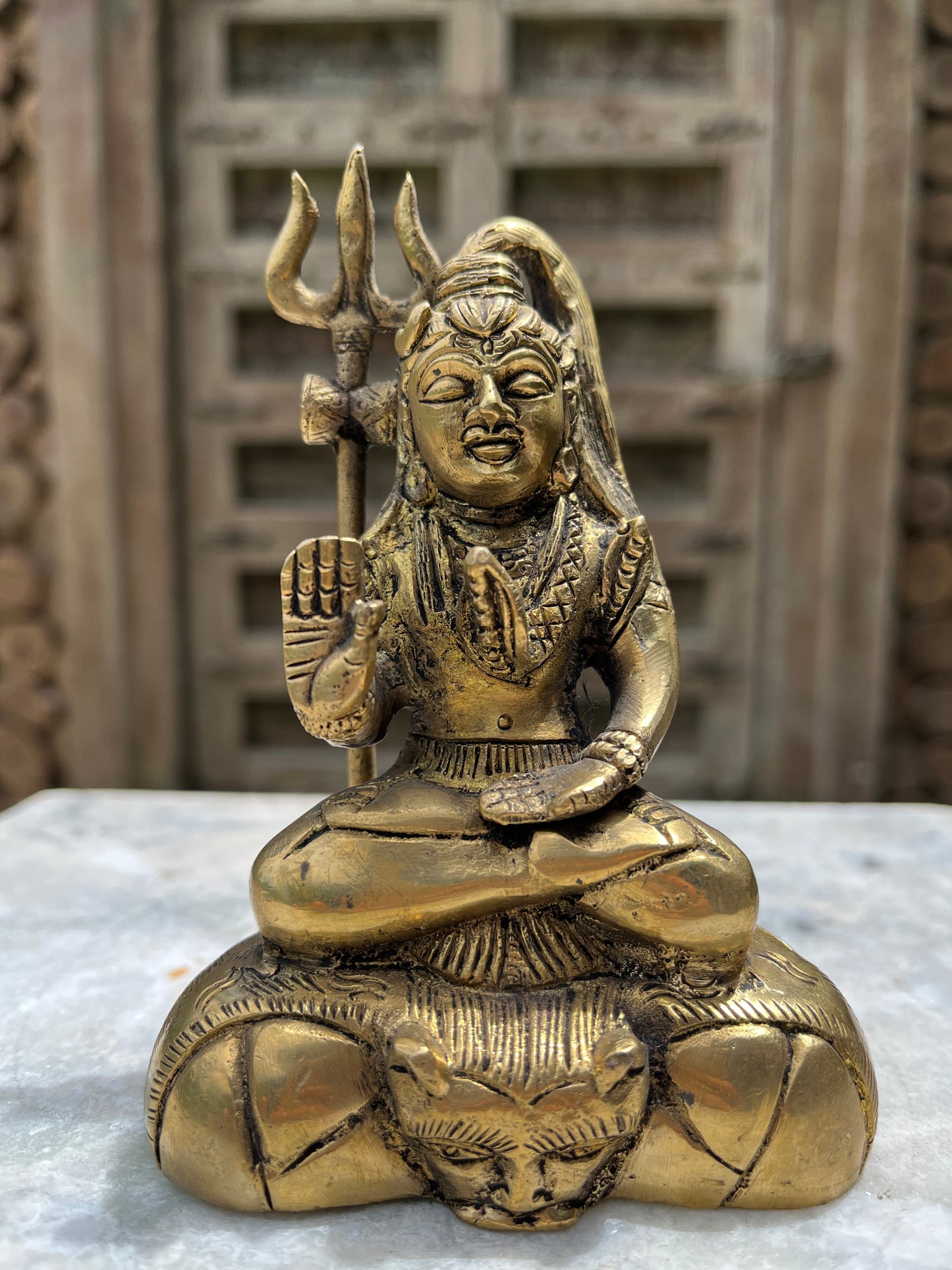 Brass Lord Shiva Sitting With Trishool