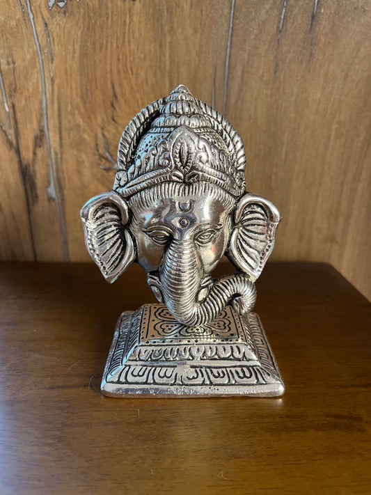 Metal Lord Ganesh Face In Stand