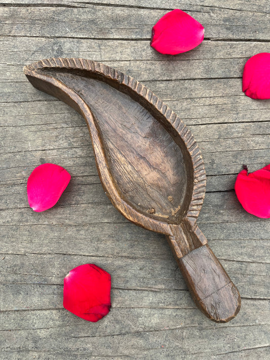 Antique wood Hawan spoon
