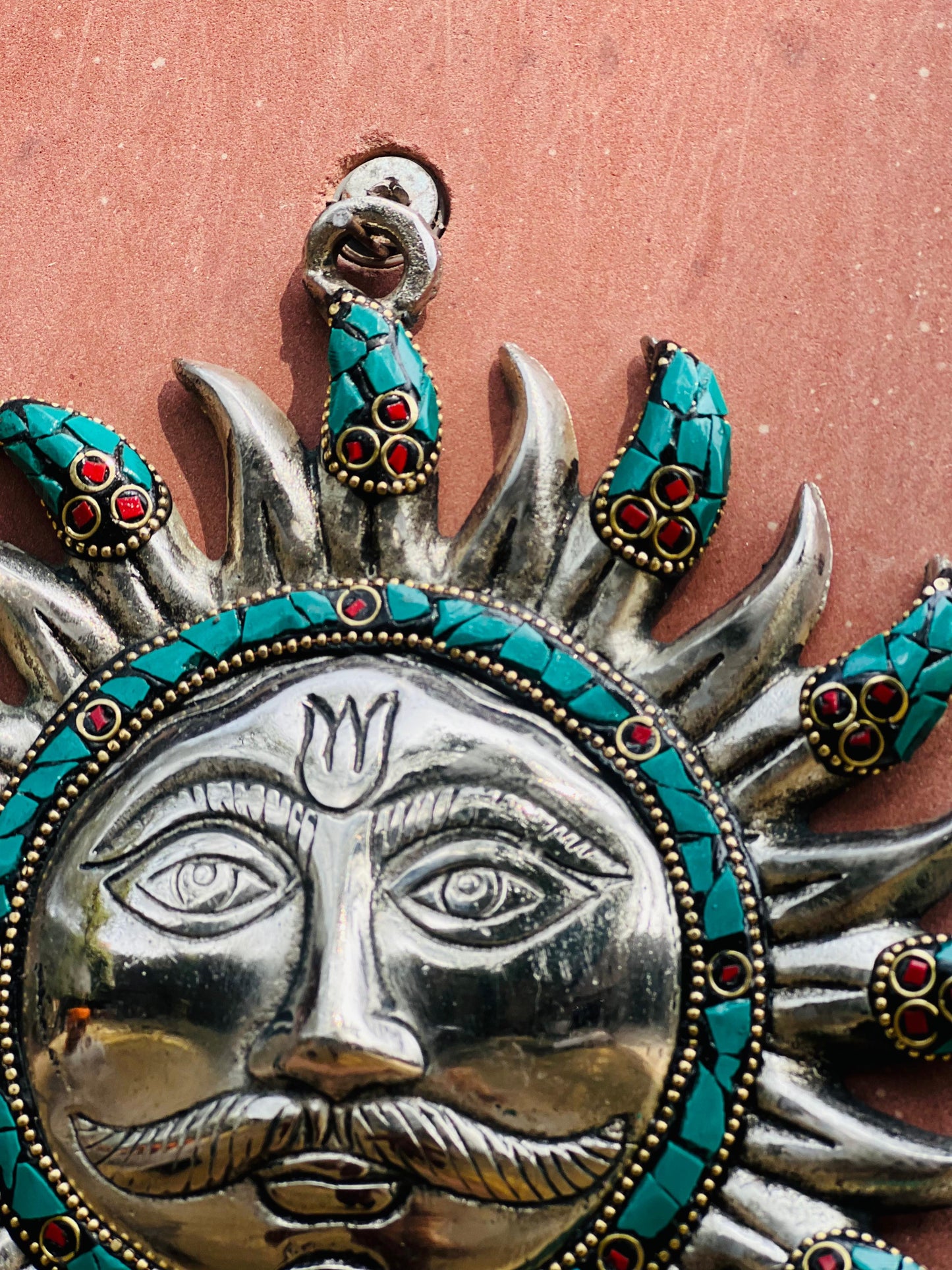 Turquoise Sun Metal Mask
