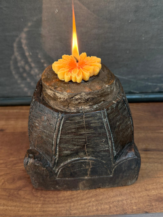 Wood candle holder