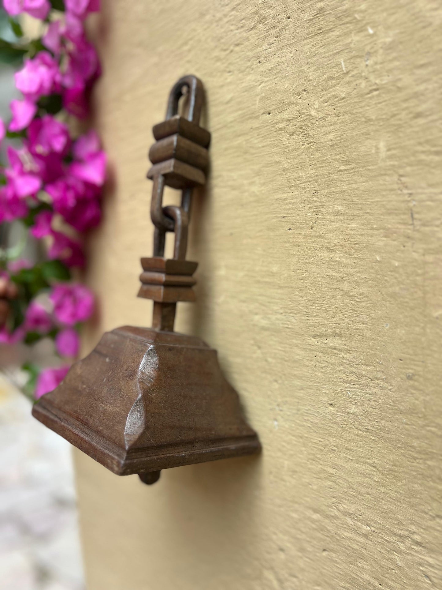 Vintage Wood Carved Bell ￼