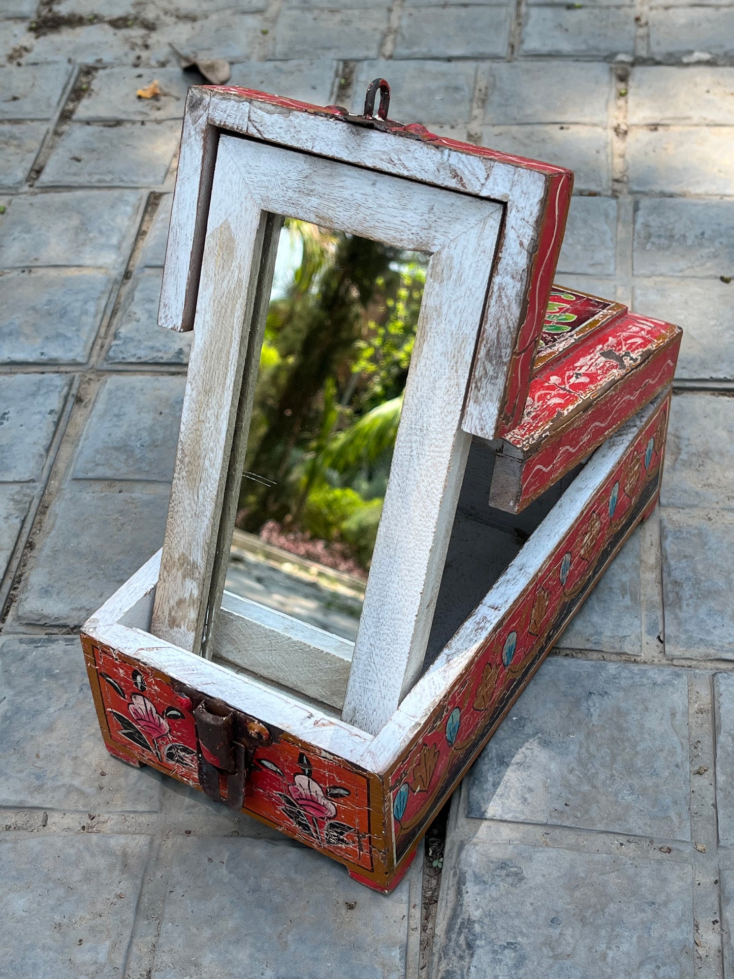 Hand Painted Barber Mirror Box