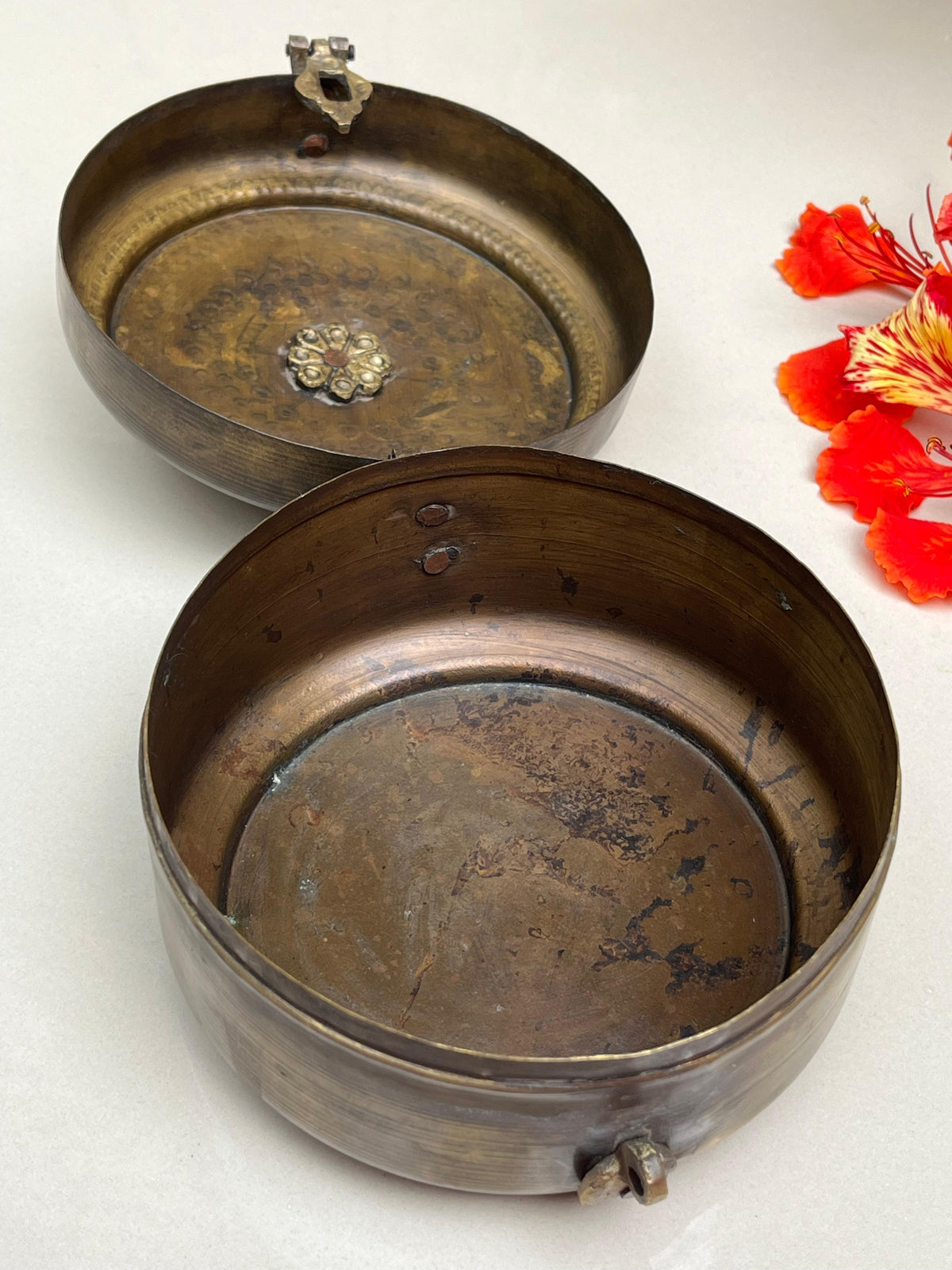 Vintage Brass Round Box