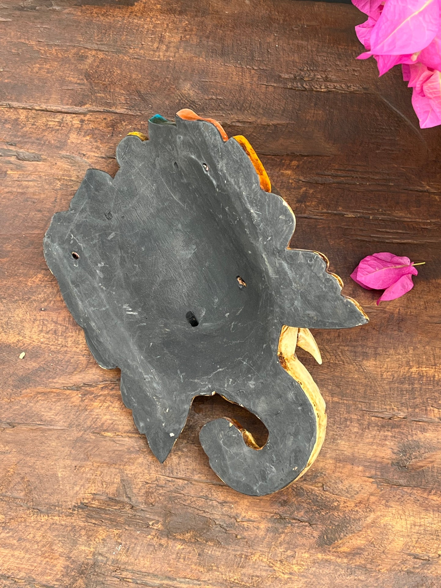 Wood Hand Painted Ganesha Mask
