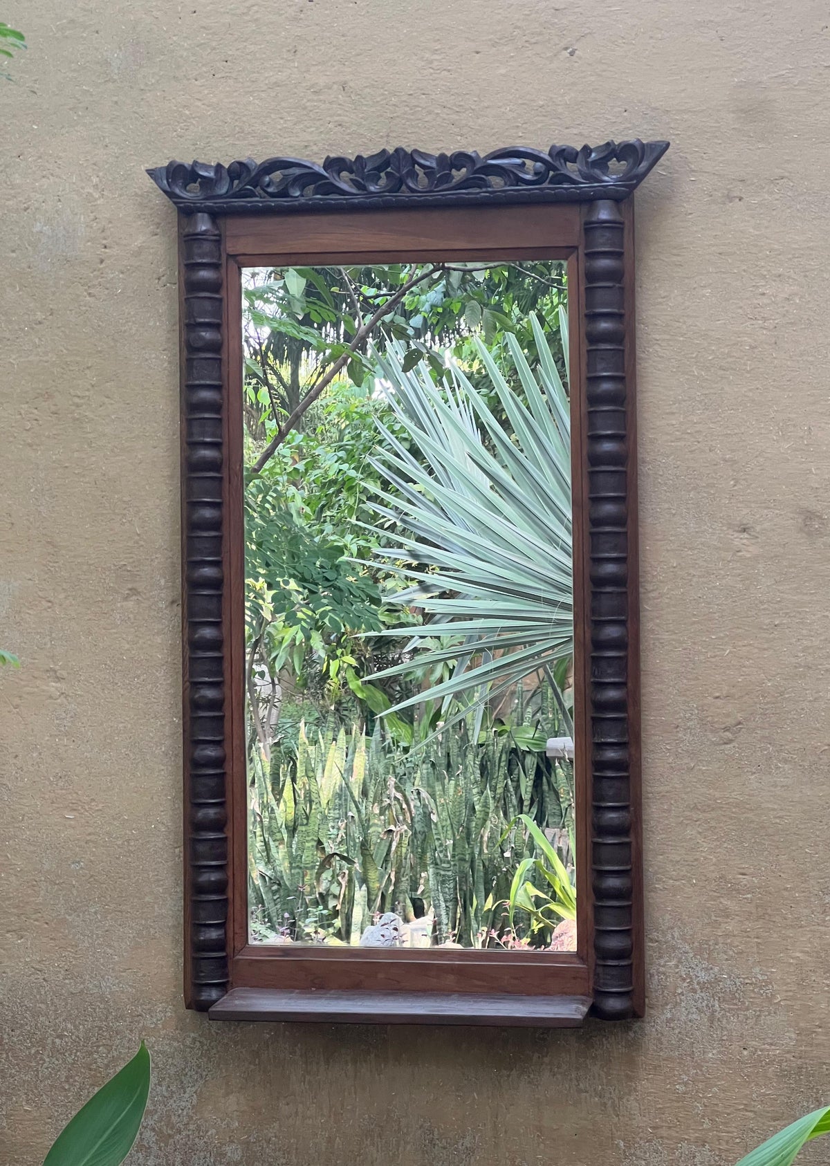 Hand Carved Rosewood PillarMirror ￼