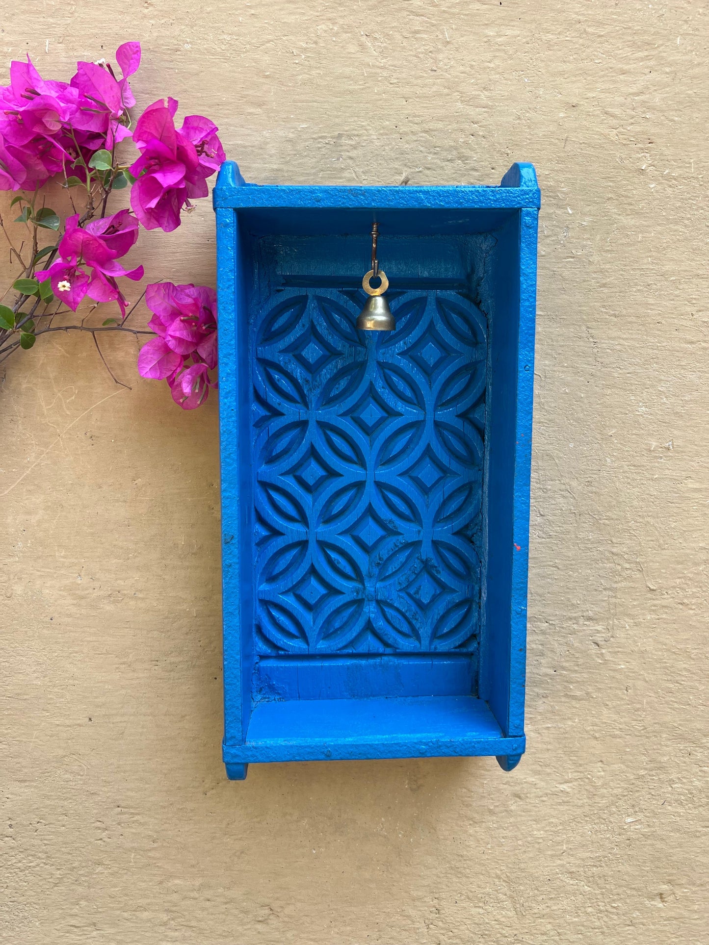 Blue Wooden Wall Shelf