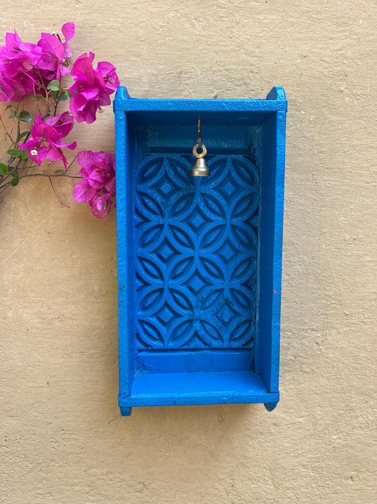 Blue Wooden Wall Shelf
