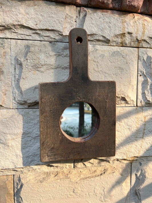 Rustic Wooden Hand Mirror