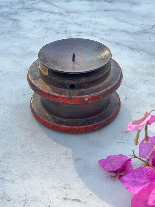 Wood Round Candle Holder