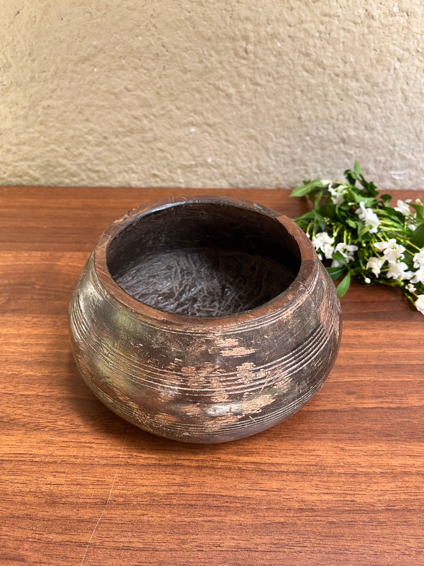 Old Wooden Decorative Pot