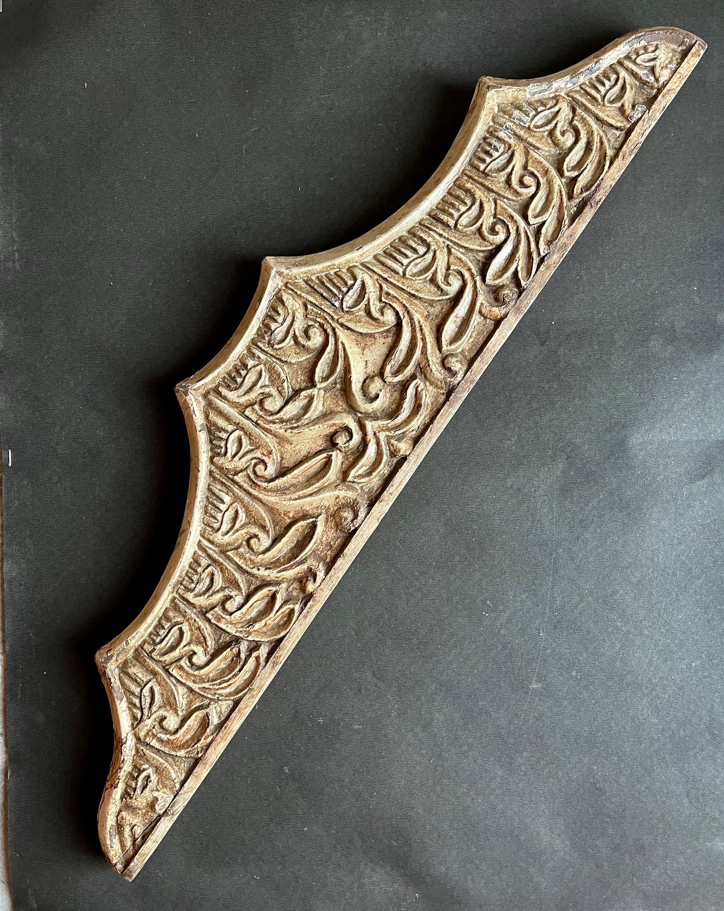 White Wooden Hand-Carved Wall Panel