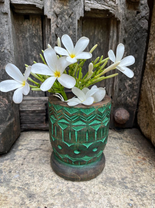 Wood Green Flower Pot ￼
