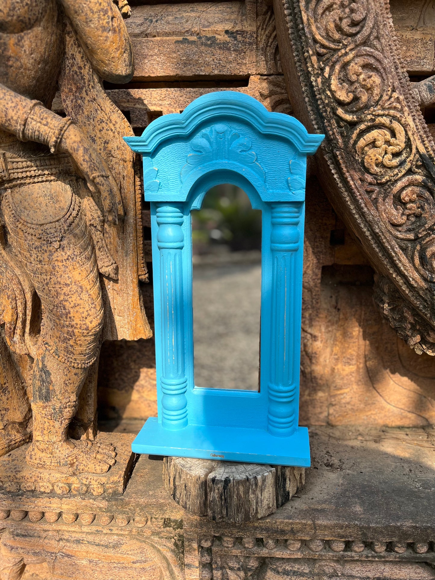 Blue Colour jharokha Wall Mirror