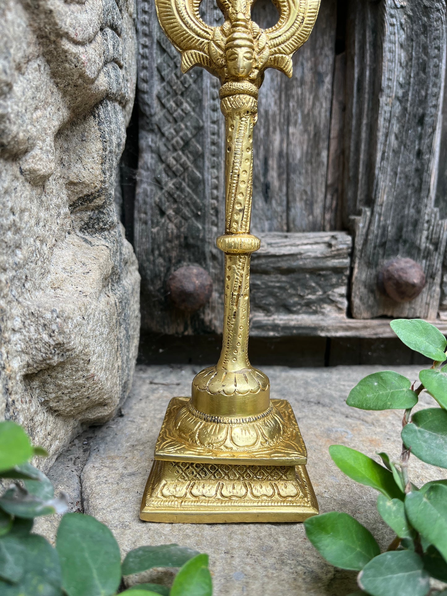 Brass Trishul With Shiva Head