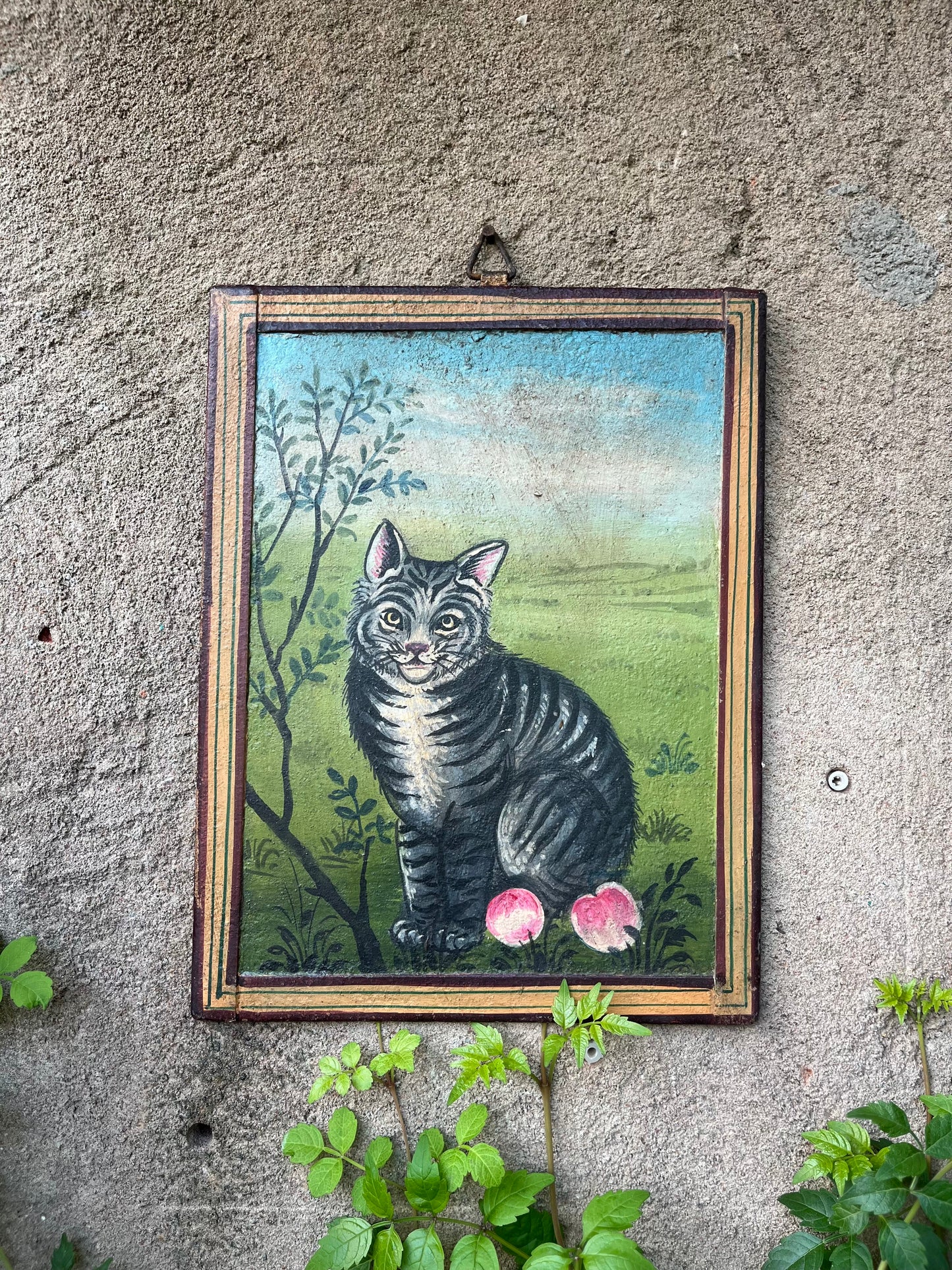 Vintage iron Wall Cat Painting