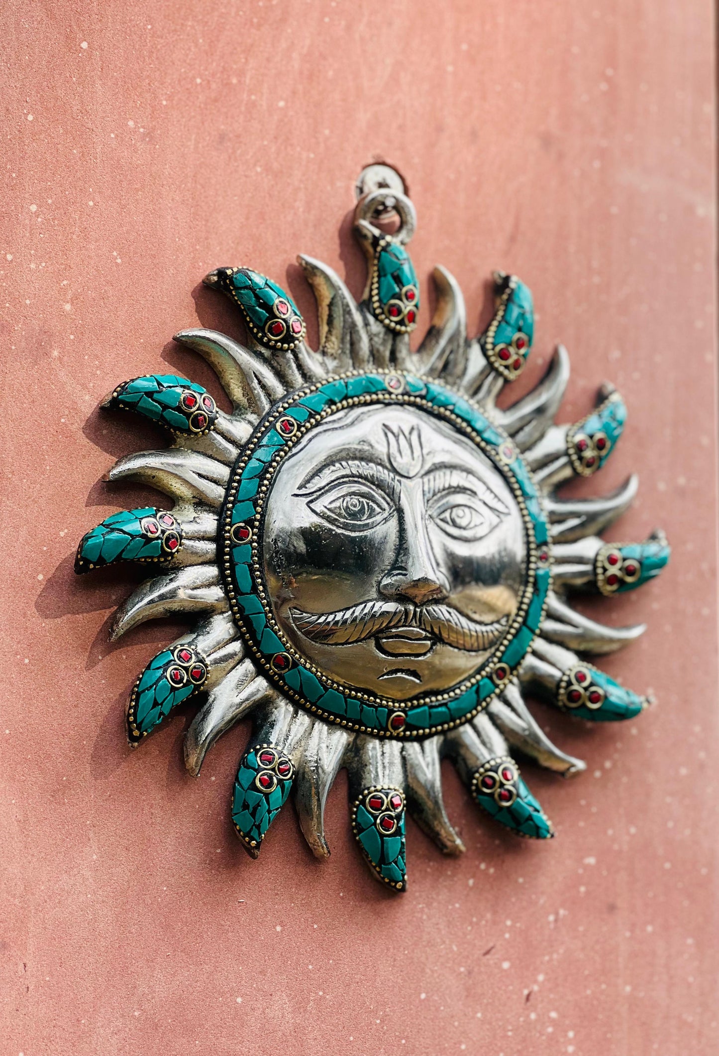 Turquoise Sun Metal Mask