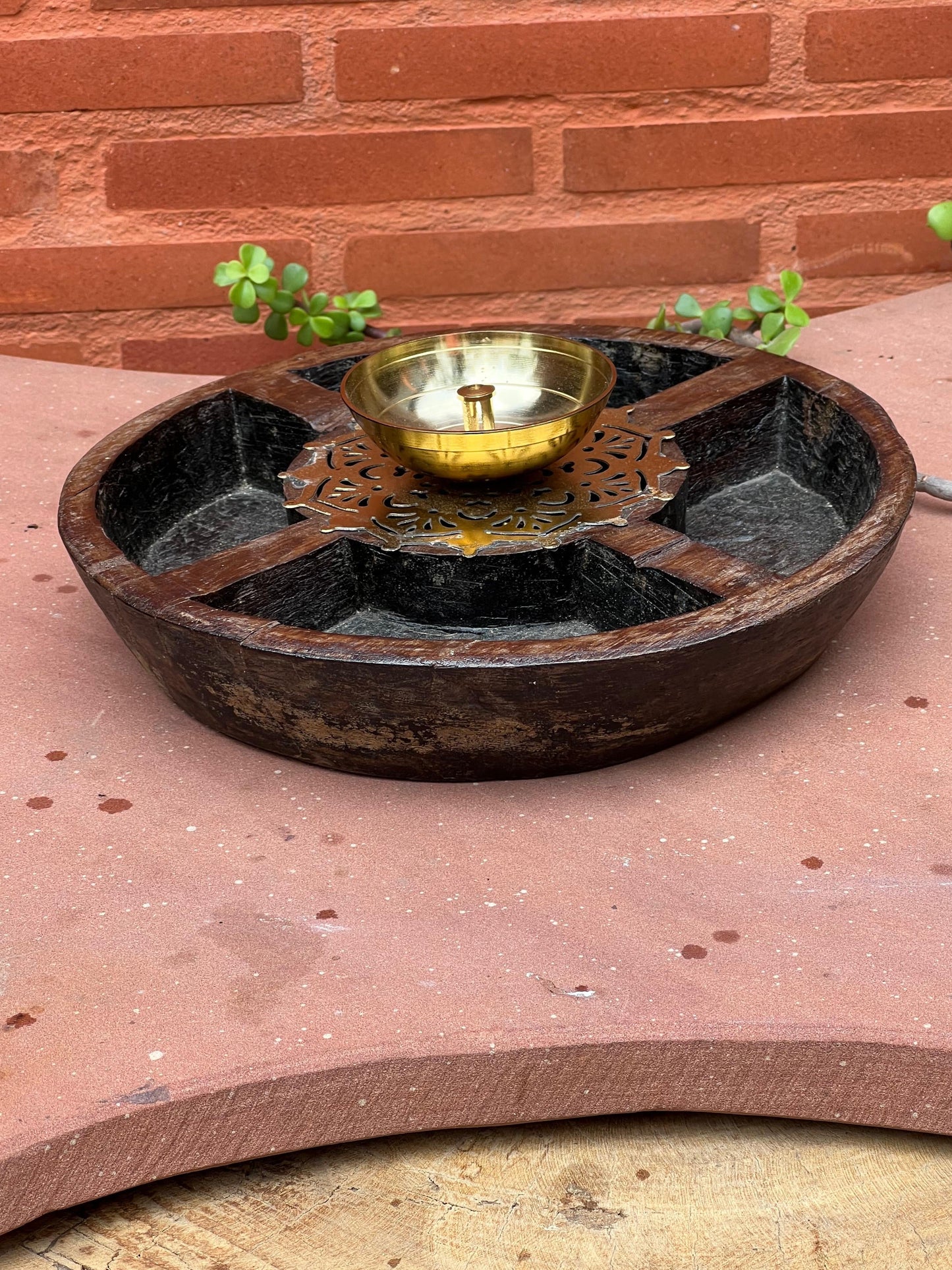 Old Spice Tray as Diya Stand