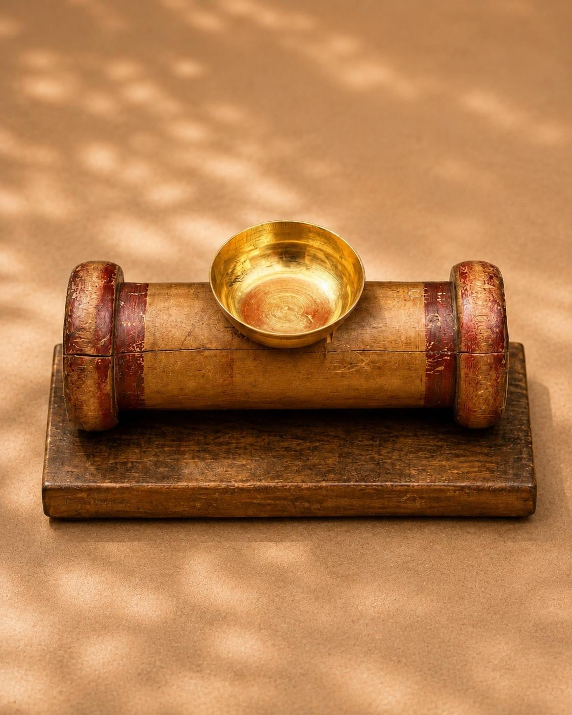 Wooden Brass Diya Holder