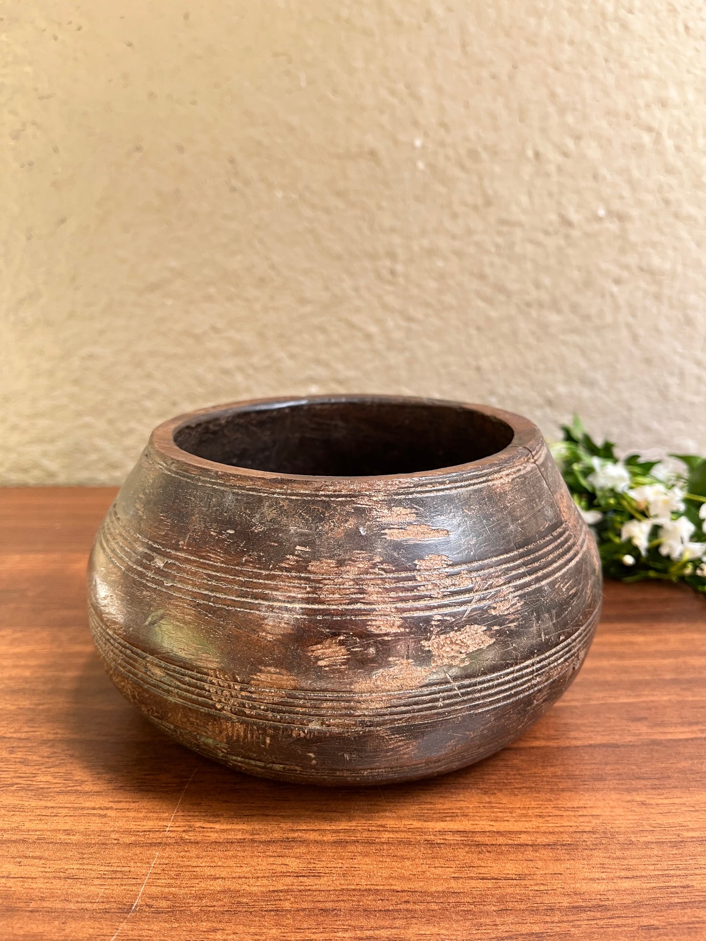 Old Wooden Decorative Pot