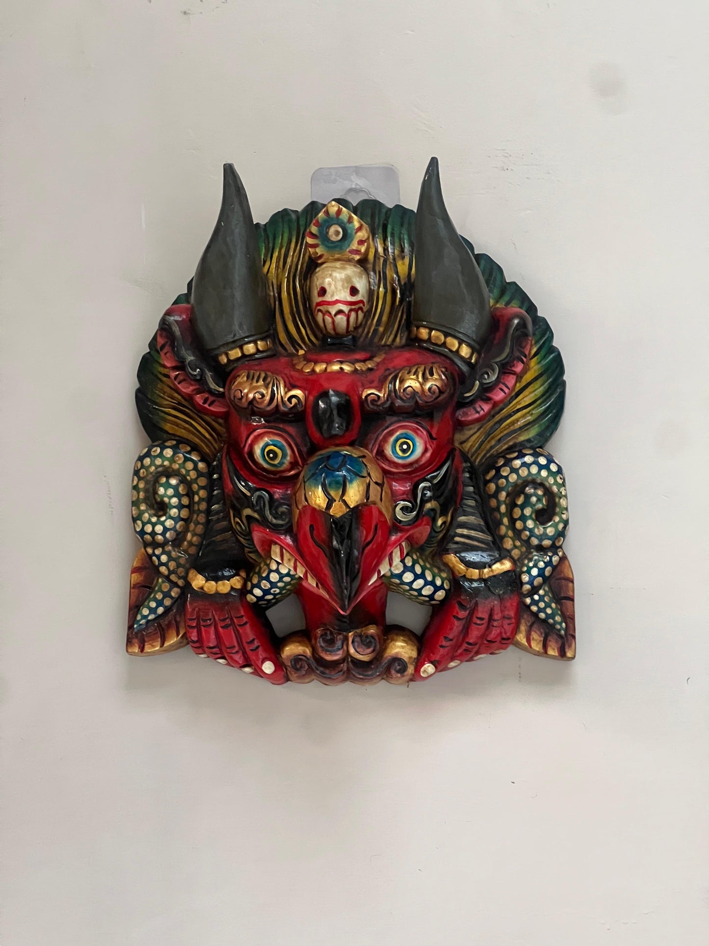 Wooden Printed Garud Mask￼