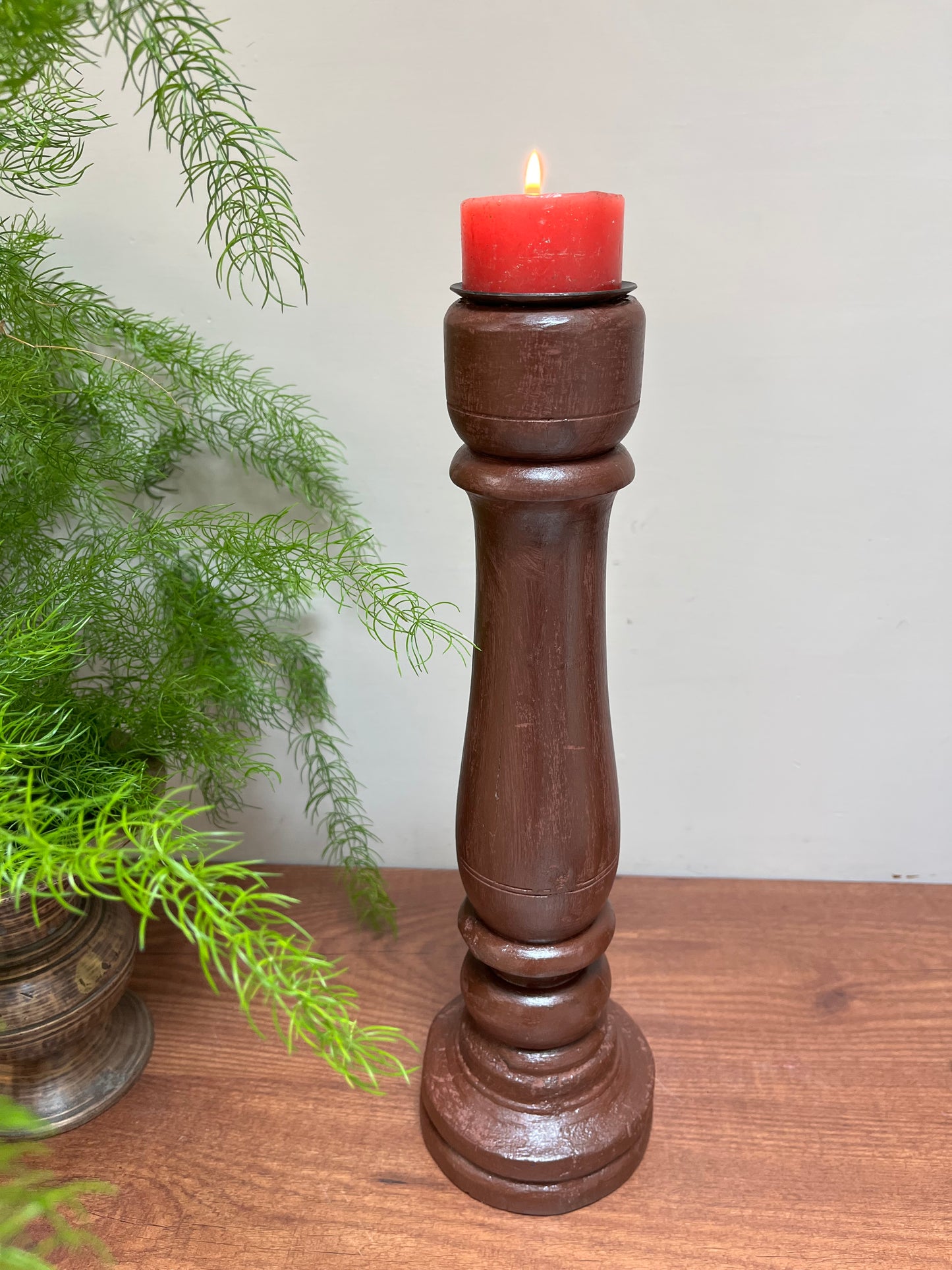 Wood Teak Candle Holder
