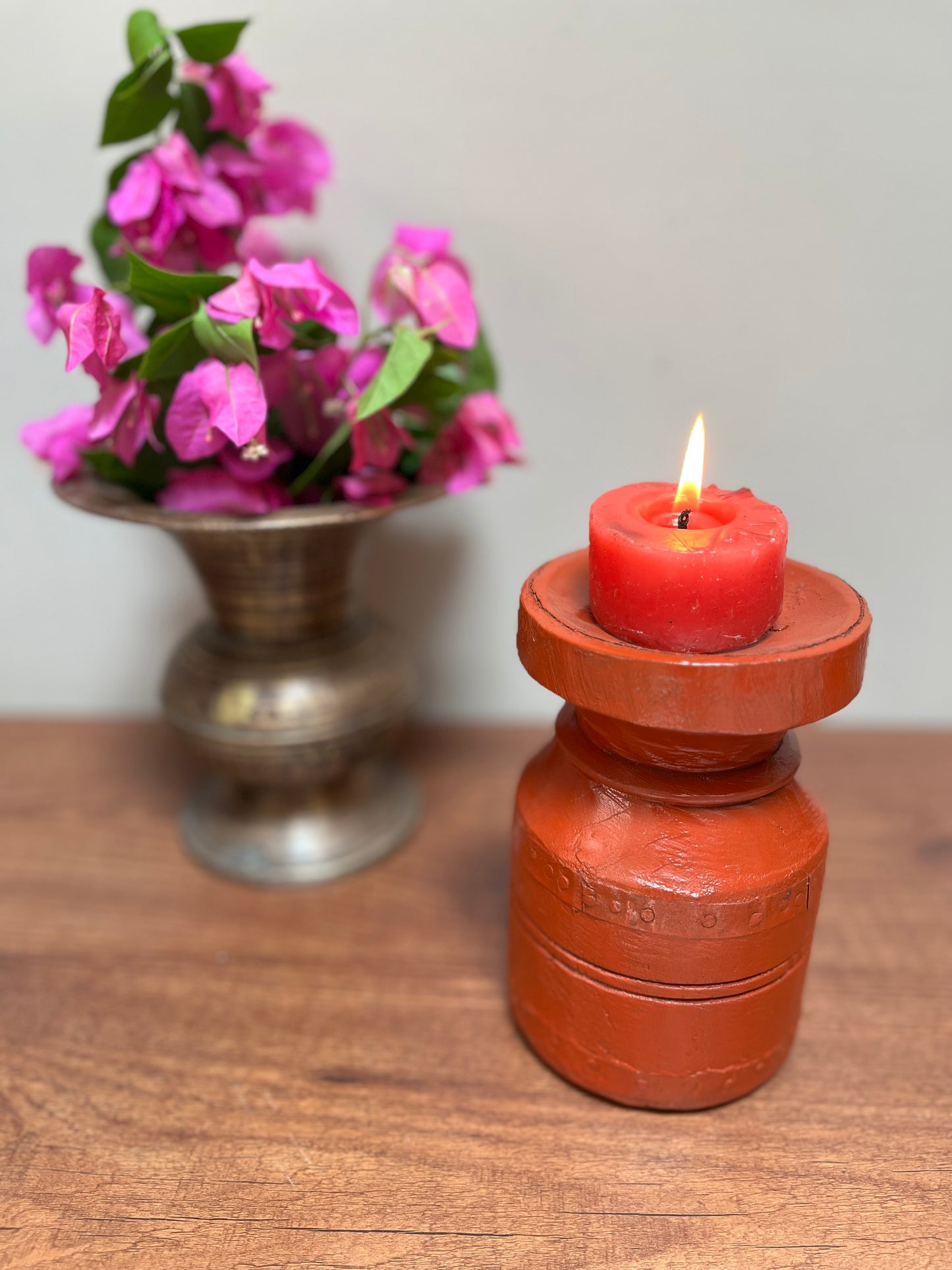 Old Pot Decor Orange candle Stand