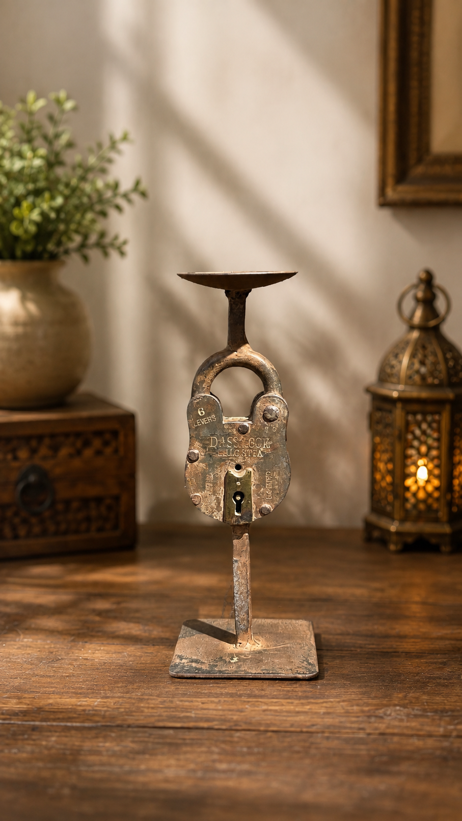 Vintage Lock Candle Stand