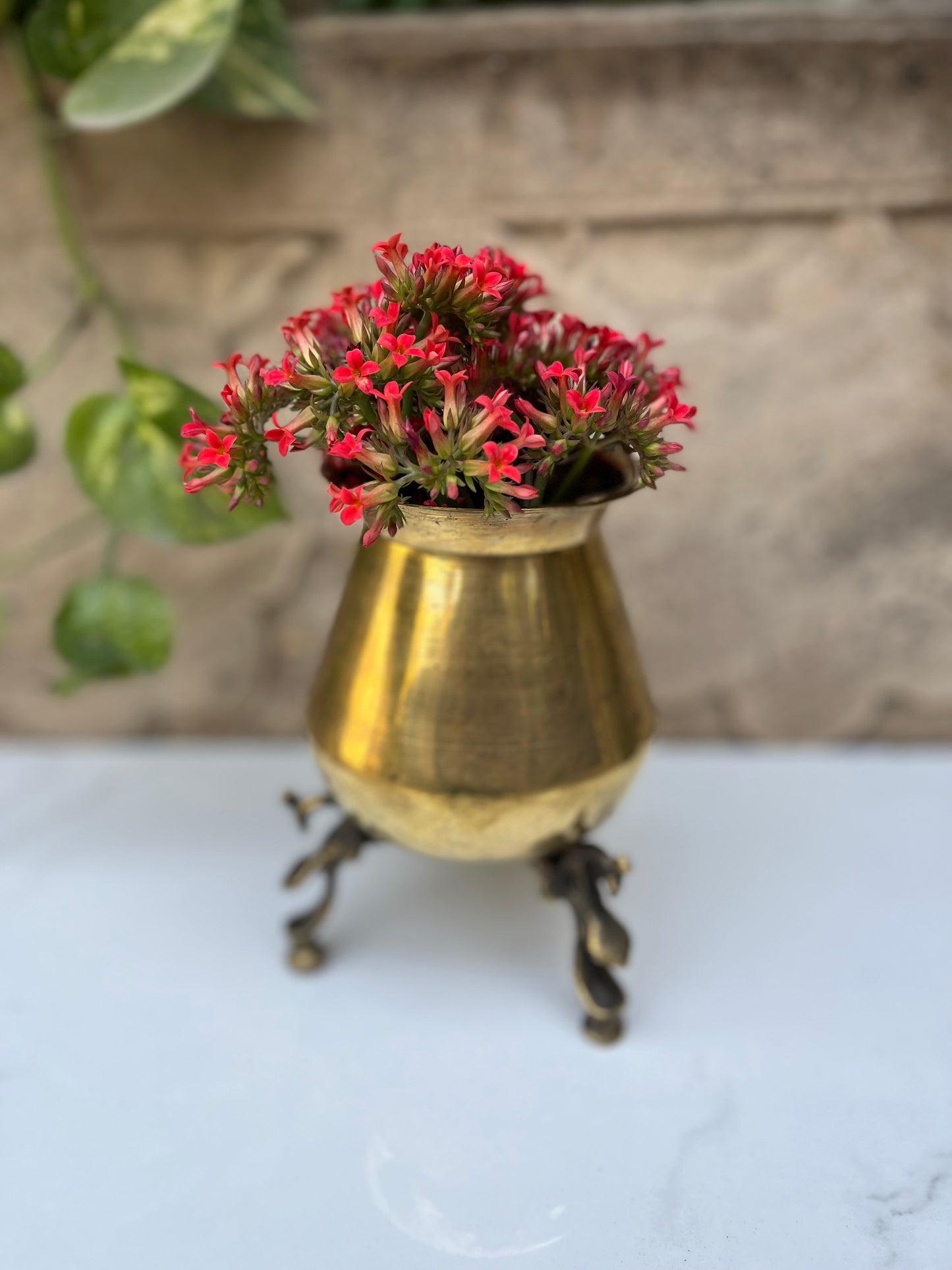 Brass Planter Peacock Stand