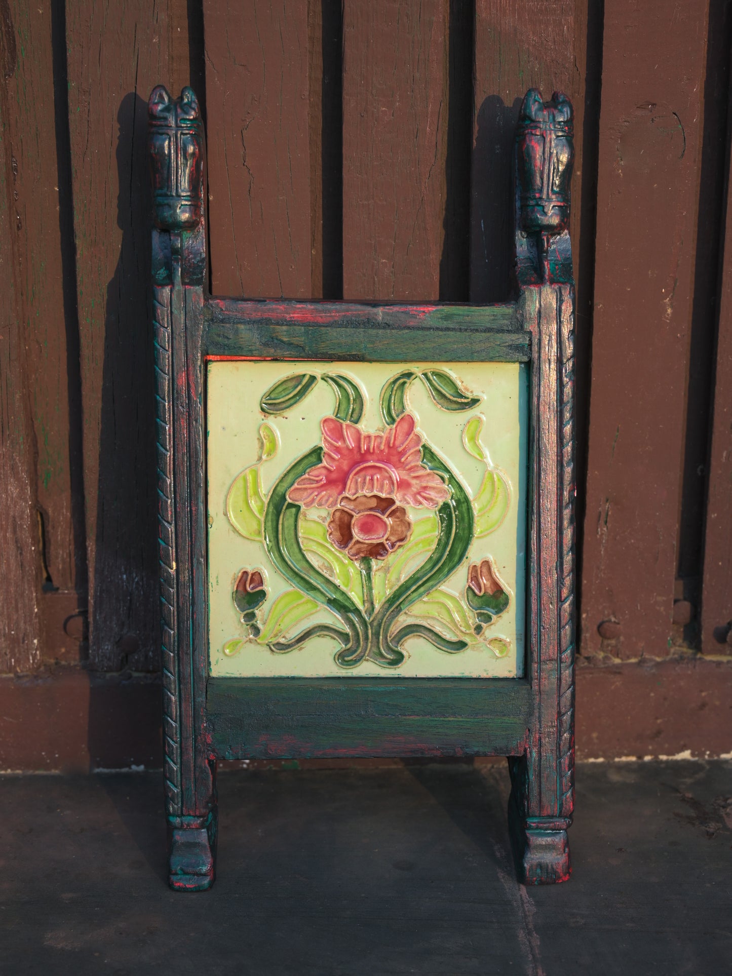 Vintage Japnese Flowers Tile  Decor Frame