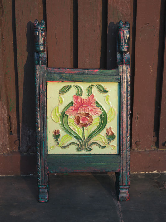 Vintage Japnese Flowers Tile  Decor Frame