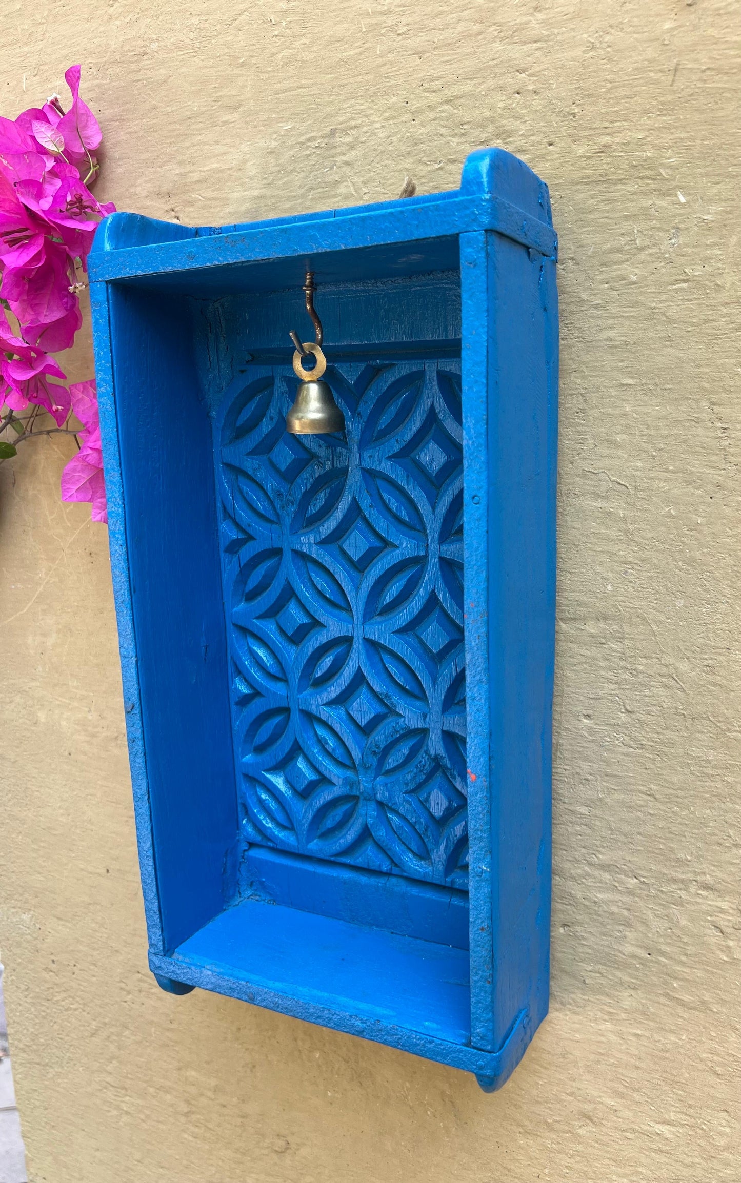 Blue Wooden Wall Shelf